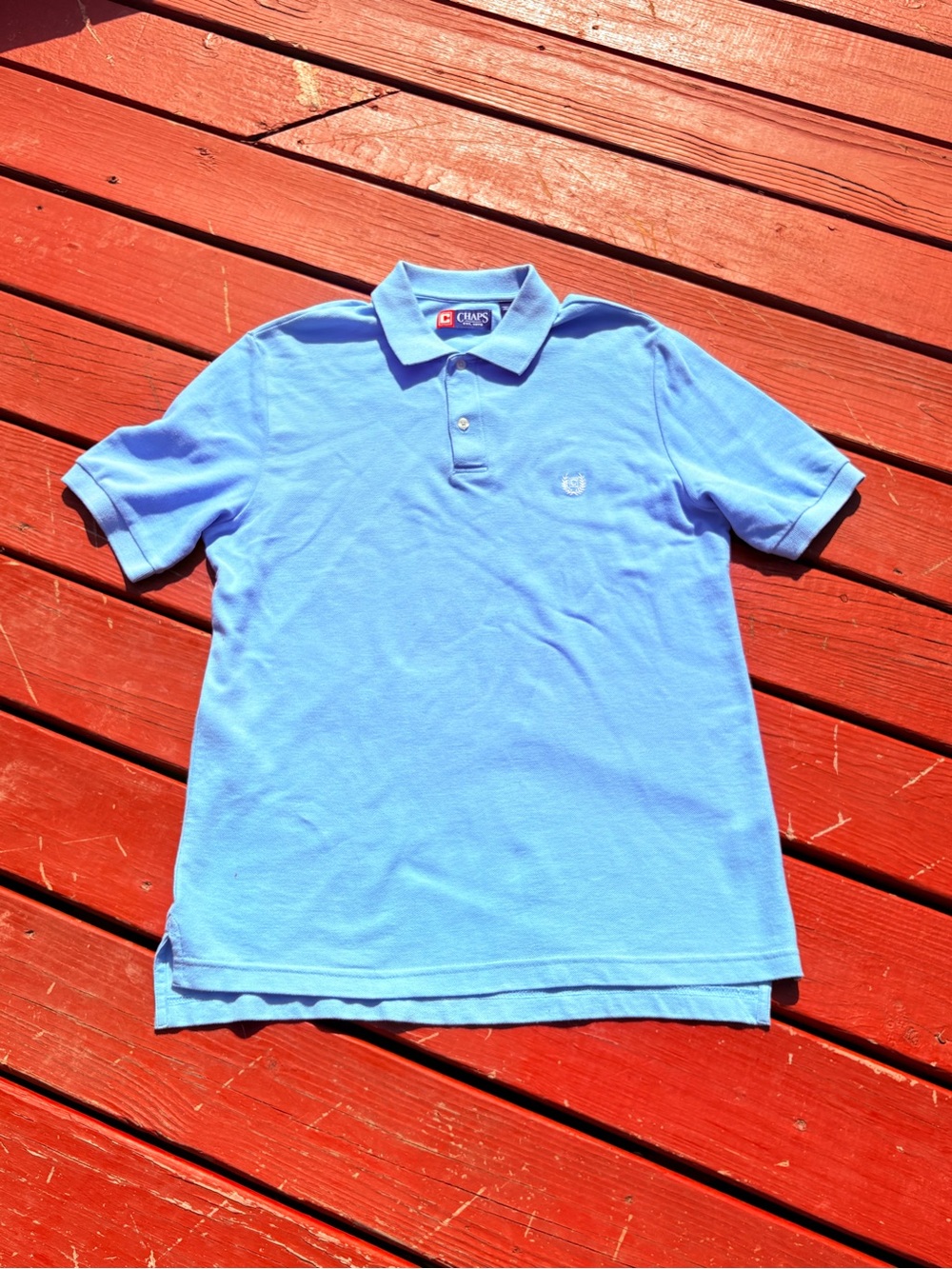 Chaps Men’s Light Blue Medium Polo Pullover Short Sleeve Shirt